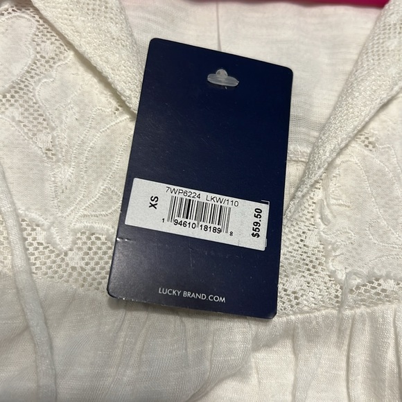 NWT Lucky Brand White Sleeveless Tank Top w/ Lace size XS - Picture 6 of 6